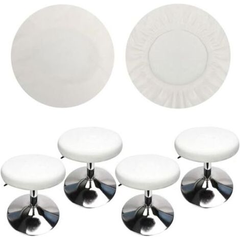 (4 Pièces Blanc)Housse Tabouret Rond Housse Tabouret de Bar, Tissu de Luxe, Diamètre 30-40cm, Extensible, Infroissable, Lavable et Anti-Poussière (1/4)