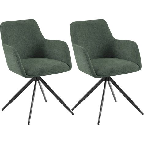 2er Set Esszimmerstuhl Olema Stoff grün (1/5)