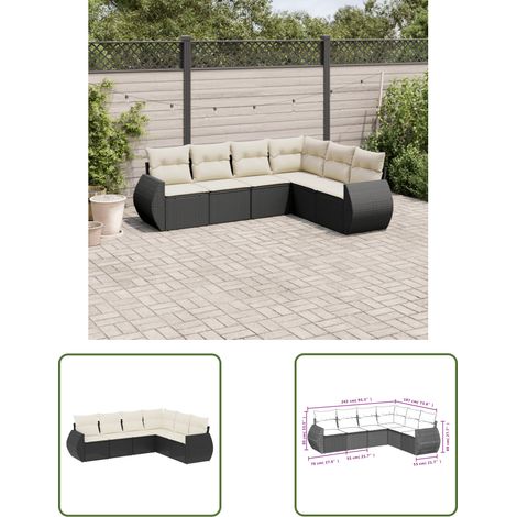 The Living Store 6-tlg. Garten-Sofagarnitur mit Kissen Schwarz Poly Rattan - Gartenmöbel Set - PE-Rattan Möbel - Outdoor Lounge - Esstischgarnitur - Balkonmöbel (1/3)