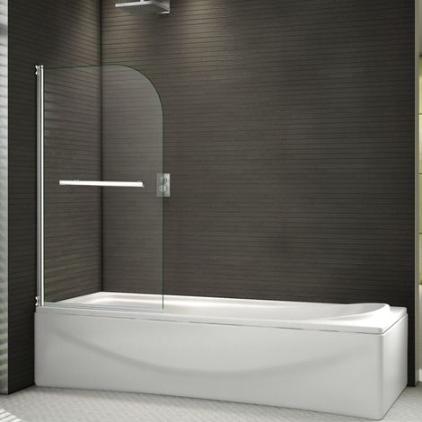 800x1400mm 180 Pivot Shower Bath Screen Tempered Glass Door Panel with Towel Rail