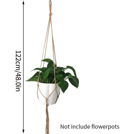 (S3) Paniers suspendus pour plantes en macramé faits main, suspension en corde de coton pour pots de fleurs, décoration murale pour jardin, cour ou terrasse. Fournitures de jardin. (1/4)