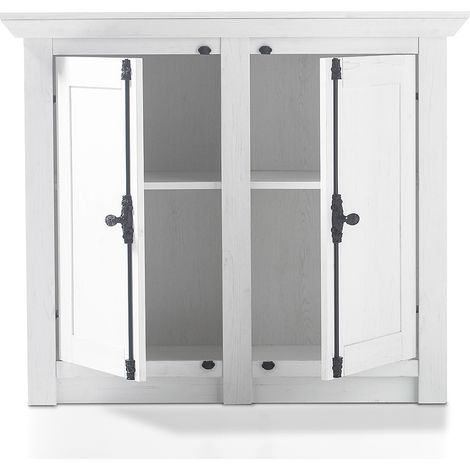 Klassische Landhaus Kommode WINGST-61 Dekor Pinie weiß Nb. B/H/T ca. 105x90x45cm (1/4)