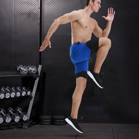 Short de course 2 en 1 pour hommes, avec boucle de serviette, poches d'exercice à séchage rapide pour l'entraînement en salle de sport (1/5)