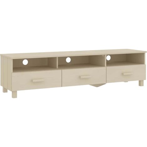 vidaXL Mueble TV HAMAR madera de pino maciza marrón miel 158x40x40 cm (1/2)