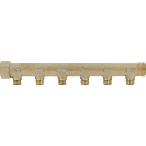 Collecteur mâle-femelle 1'' (26/34), 6 départs mâle 1/2'' (15/21), pour sanitaire et chauffage