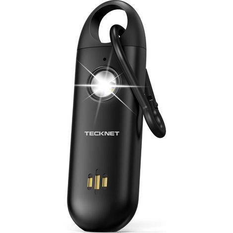 Alarme Personnelle 130dB Anti-Agression Alarme de Poche avec Sirène et Signal Lumineux LED Porte-clés Rechargeable USB Type-C pour Enfants Femmes Personnes Âgées Noir (1/5)