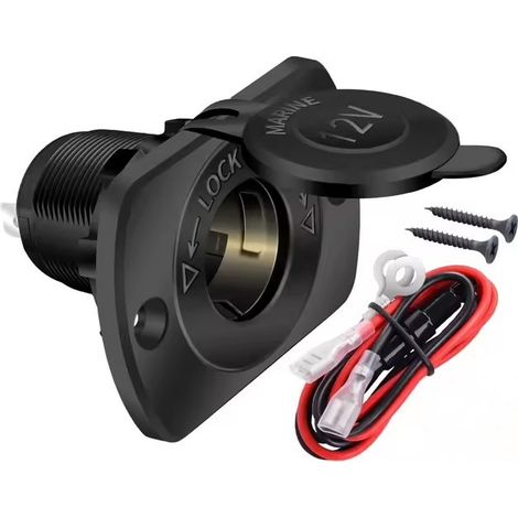 Zigarettenanzünderbuchse, 12–24 V wasserdichte Zigarettenanzünderbuchse für Auto, Marine, Motorrad, Boot, ATV, mit 60 cm Anschlusskabel (1 Stück)