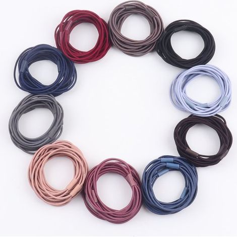 Juego de 100 gomas para el pelo de colores, elásticas de buena calidad sin metal, 3,5 cm de diámetro, extensibles, 10 colores (1/5)