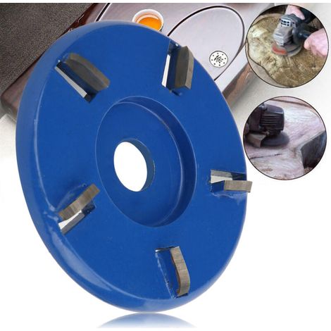 Disque de coupe bois 5 dents en forme d'arc pour meuleuse, outil de sculpture et polissage (Bleu) (1/4)