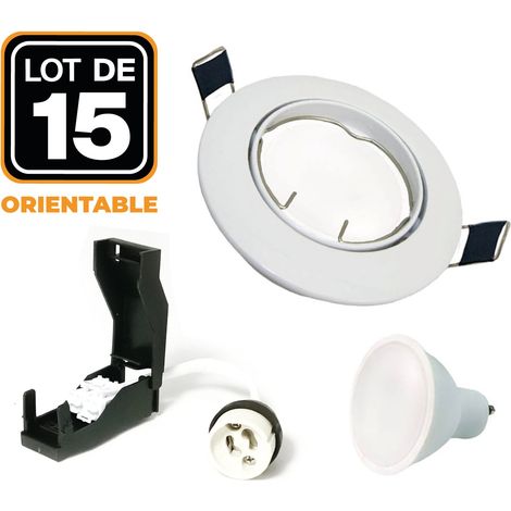 15 Spots LED 7W Encastrable et orientable complet en Blanc avec (1/5)