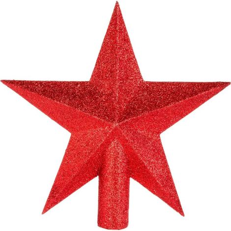 Paris Prix - Cimier étoile Déco paillettes 22cm Rouge