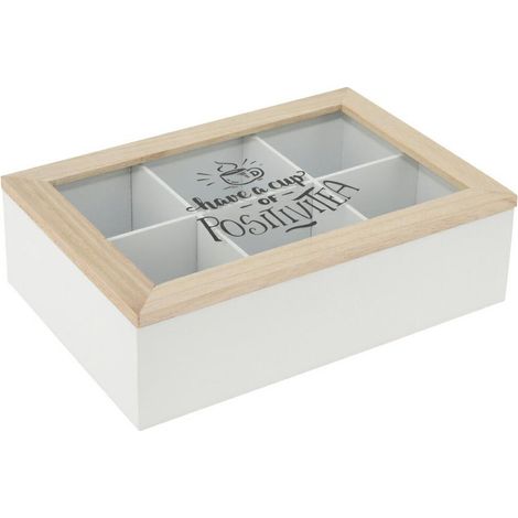 Boîte à thé compartimentée, blanche (1/4)