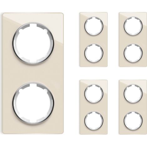 Plaque de finition Garda, en verre, vertical, 2 postes (lot de 5) - beige