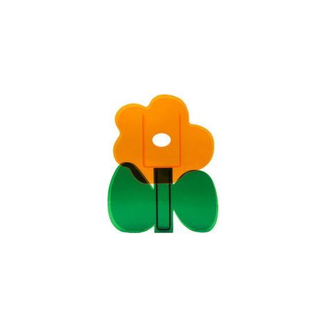 Dekorative Acrylvase – Orangefarbene Blume mit grünen Blättern – Moderne skandinavische Inneneinrichtung (1/5)