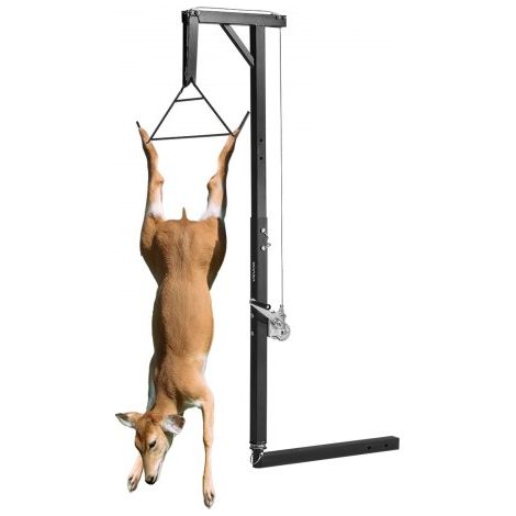 Polipasto de Enganche para Camión, Carga 136 kg, Grúa para Caza de Ciervos con Receptor de 5 cm, Eje Giratorio de 360° y Altura Ajustable, Incluye Cabrestante para Desollar y Limpiar la Presa (1/5)