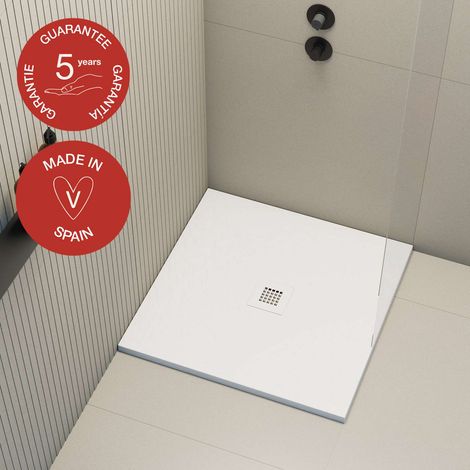 Receveur de douche Poalgi, extraplat, blanc , L.90 x l.90 cm, finition ardoise, série Hos's