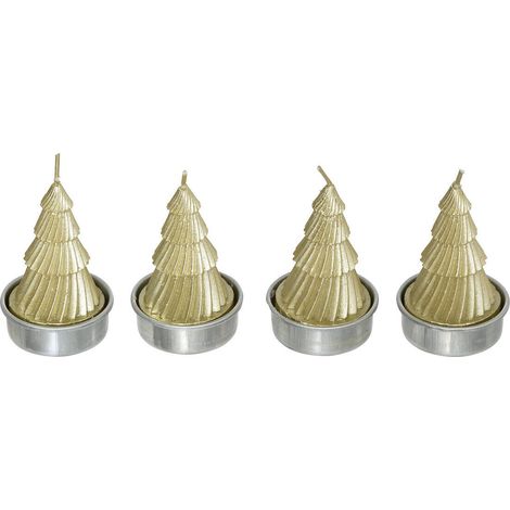 Lot de 4 Bougies de Noël déco Sapin doré pailleté - Feeric Christmas (1/3)