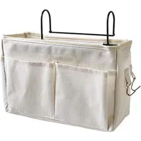 Sac de rangement suspendu multifonctionnel pour dortoirs universitaires, sac de rangement pour magazines et livres (blanc) (1/4)