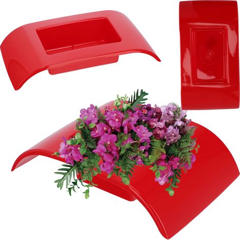 Couvercle de pot, design Ikebana japonais, affichage floral élégant, Rouge-a, Moyen (1/2)