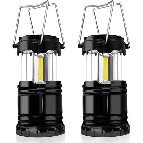 Lampes de camping, 2 lanternes de camping portables à LED à piles avec crochet pliable, idéales pour les urgences-noires (1/5)