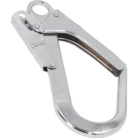 Mousqueton à ressort pour barres d'armature, en acier allié haute résistance forgé à double verrouillage, avec longe de sécurité antichute de 22 kN (1/5)