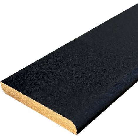 Lot de 5 Plinthes Arrondies MDF Revêtu Noir, L. 2,00 m x l. 6,8 cm x Ep. 9 mm (1/5)