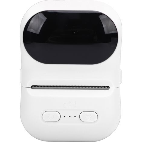 Imprimante portable de poche noir et blanc avec application, imprimante d'étiquettes thermiques à code-barres pour petites entreprises du secteur de l'habillement et de la bijouterie (blanche). (1/5)