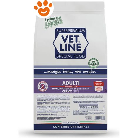 Vet Line Dog Adult Prima Salute Taglia Piccola Cervo - Sacco 12,5 Kg -