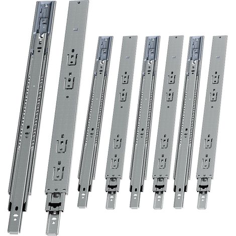 Randaco Guías para cajones 45 kg, 3 partes, acero laminado en frío, guía telescópica, para cocina, baño y oficina 4 par 500mm (1/5)