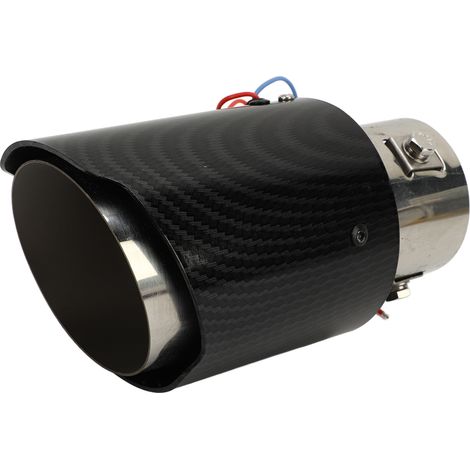 Embout de pot d'échappement LED Bleue Inox Fibre de Carbone Style Sortie de Silencieux Auto Tuning (1/5)