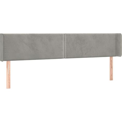 Testiera accessorio letto mobile camera da letto con bordo laterale 203 x 16 x 78/88 cm tessuto velluto grigio chiaro TDL0205172