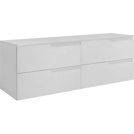 Meuble de Salle de Bain - 120 cm - Blanc - Design Moderne - 4 Tiroirs Pratiques (1/5)