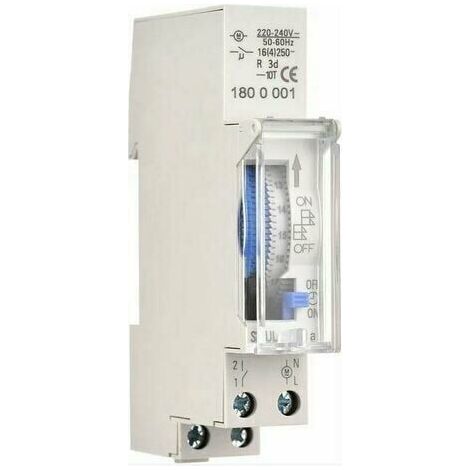 Mechanischer 24-Stunden-Timer von Tigrezy, 15-Minuten-Minimum-Timer, Schienenmontage, eingebauter Akku, SUL180a AC220–240 V, Grau – SUL180a AC220–240 V, Grau