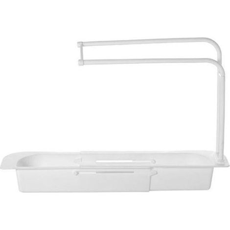 Égouttoir télescopique extensible pour évier, kit de cuisine blanc (1/5)
