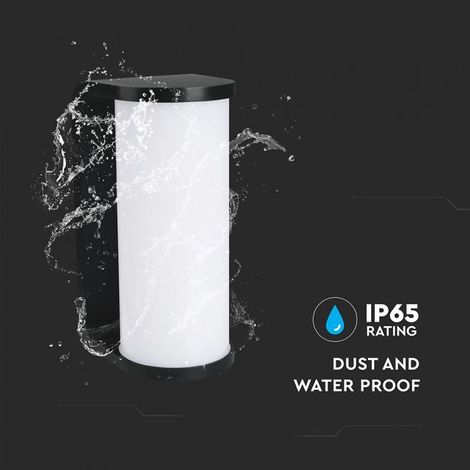 Aplique de pared LED V-TAC de 12 W cilíndrico, color negro, CCT 3 en 1, IP65
