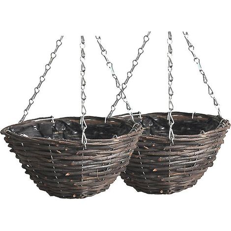 Lot de 2 pots de fleurs en rotin (1/3)