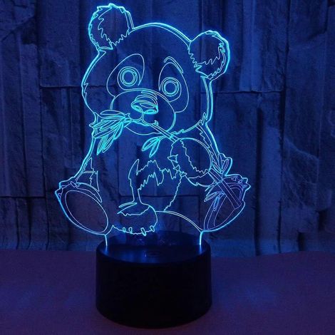 Lampe de table LED illusion 3D panda géant, 7 couleurs changeantes, tactile, veilleuse, cadeau d'anniversaire pour chambre d'enfant ou de bébé