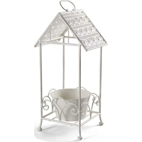 MAURY'S PORTA PIANTA BIANCO IN METALLO A FORMA DI CASETTA 26X20X57 CM (1/2)