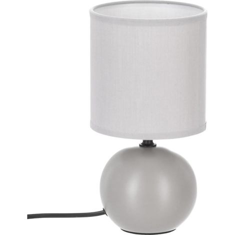 Lampe à Poser Céramique "Boule" 25cm Gris Mat (1/2)