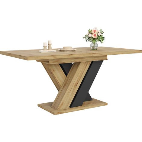 Tavolo Allungabile 119-158.5x80x75 cm, Gambe a X, Vano Portaoggetti, Design Salvaspazio, MDF Nero per Sala (1/5)