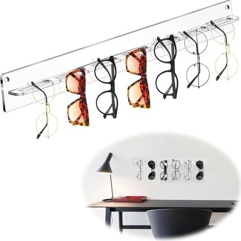 Lntyq Storage Lens Wall Door Bracket - Rack Organizer in Acrylic 7 Fents for the organizer Glasses of Sun Reading of oreille Clamps Bracelets, 38cm3.8cm, Transparent (1/5)