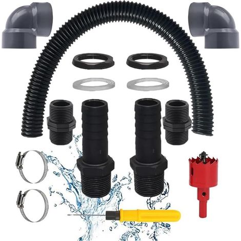 Kit de raccordement pour citerne d'eau de pluie avec tuyau de 100 cm - Kit de raccordement pour réservoirs d'eau, citernes et tonneaux de pluie 1" (1/5)