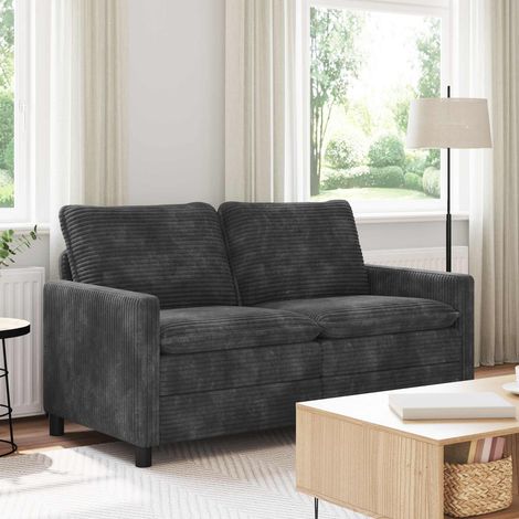 Canapé 2 places gris foncé en polyester, cadre métallique, 156 x 81 x 87,5 cm - PANGIVO (1/5)