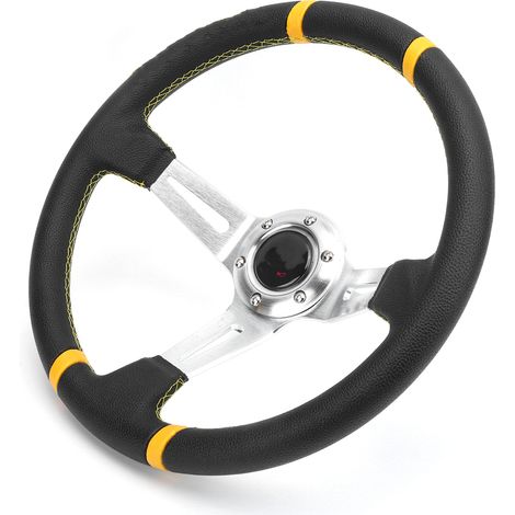 35 cm handgenähtes Rennlenkrad, Autopolsterung, Lederbezug, Interieur-Tuning-Zubehör, Ersatz-Sportlenkrad für Pkw (1/5)