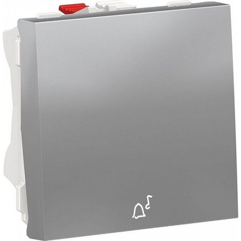 Pulsador 2 módulos símbolo timbre aluminio SCHNEIDER NU320630C