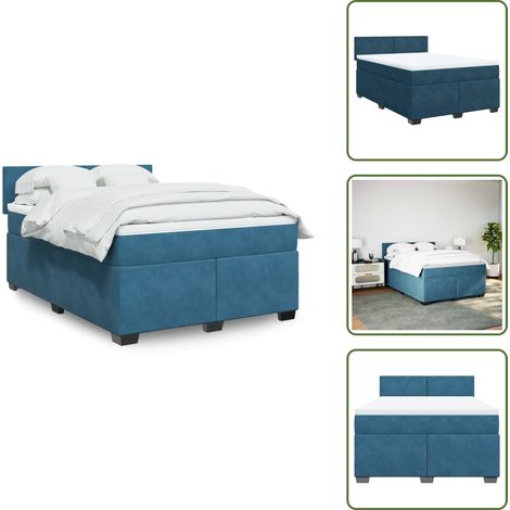 vidaXL Sommier à lattes de lit et matelas bleu 160x200 cm velours (1/5)