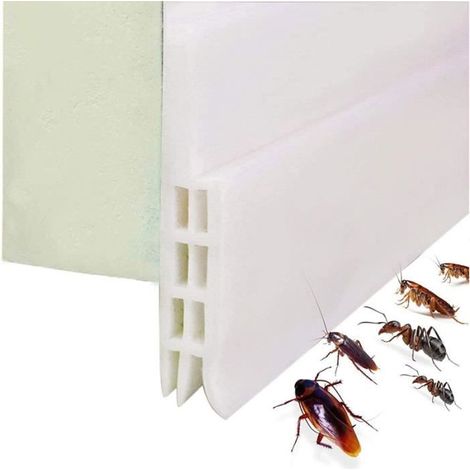 Bas de Porte Adhésif 100cm x5cm Souple Silicone Isolant Phonique Thermique Blanc Bande d'étanchéité Anti Bruit Poussière Stop (1/4)