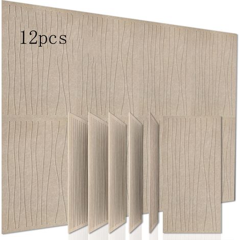 12 panneaux insonorisants auto-adhésifs à rayures, grille PVC, autocollant mural insonorisant et résistant à l'humidité, décoration de bureau,6030cm (1/5)