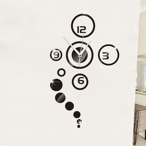 Horloge Murale - Miroir Acrylique Autocollant - Silencieuse avec Balayage - Pour Salon Bureau Commerce - 1 Pièce