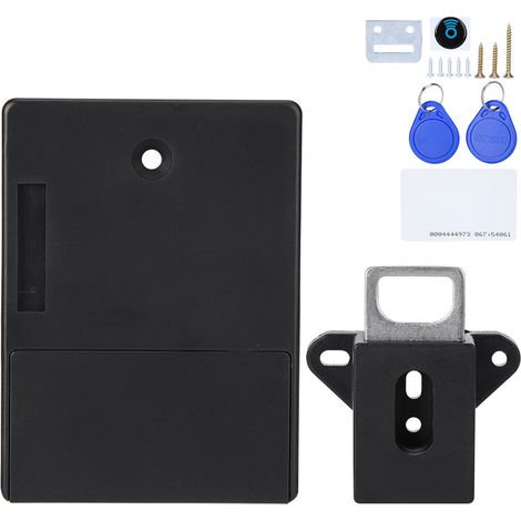 Ortviai Serrure Électronique RFID 125kHz - Serrure Intelligente pour Cabinet sans Installation - Carte RFID pour Déverrouillage (Noir) (1/3)